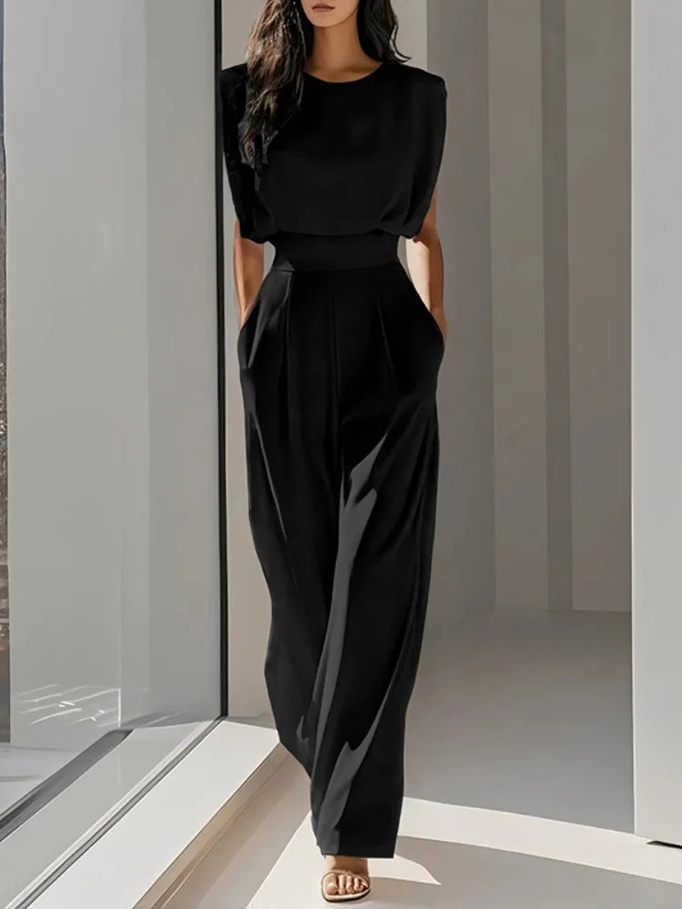 Summer Sleeveless Loose Pleated High Waist Urban Jumpsuits