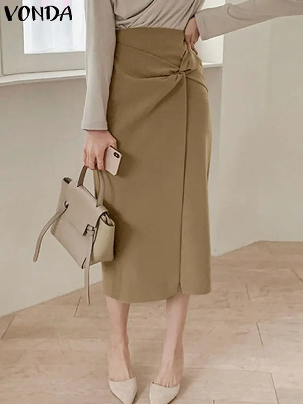 Elegant Office Lady A-Line Pleated Skirts