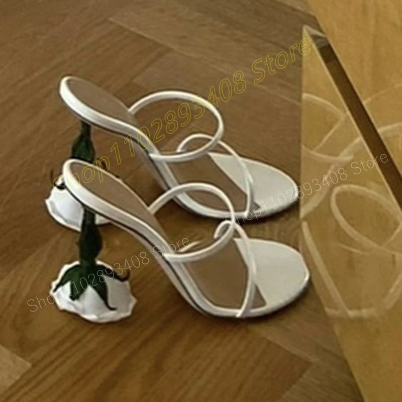 Yellow Tulip Strange Style Heel Slippers Hollow