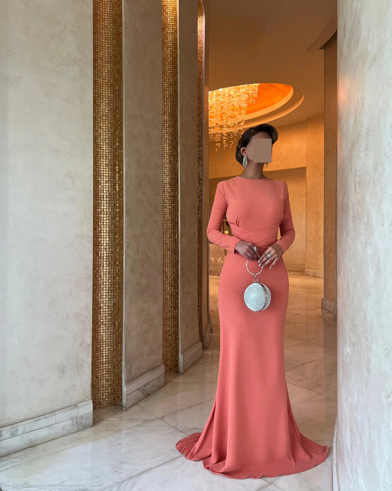 CAMINA Satin Long Sleeve Dress