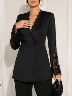 Elegant Slim Fit Tailored Coat Long Sleeve Turn-down Collar Double Breasted Blazer