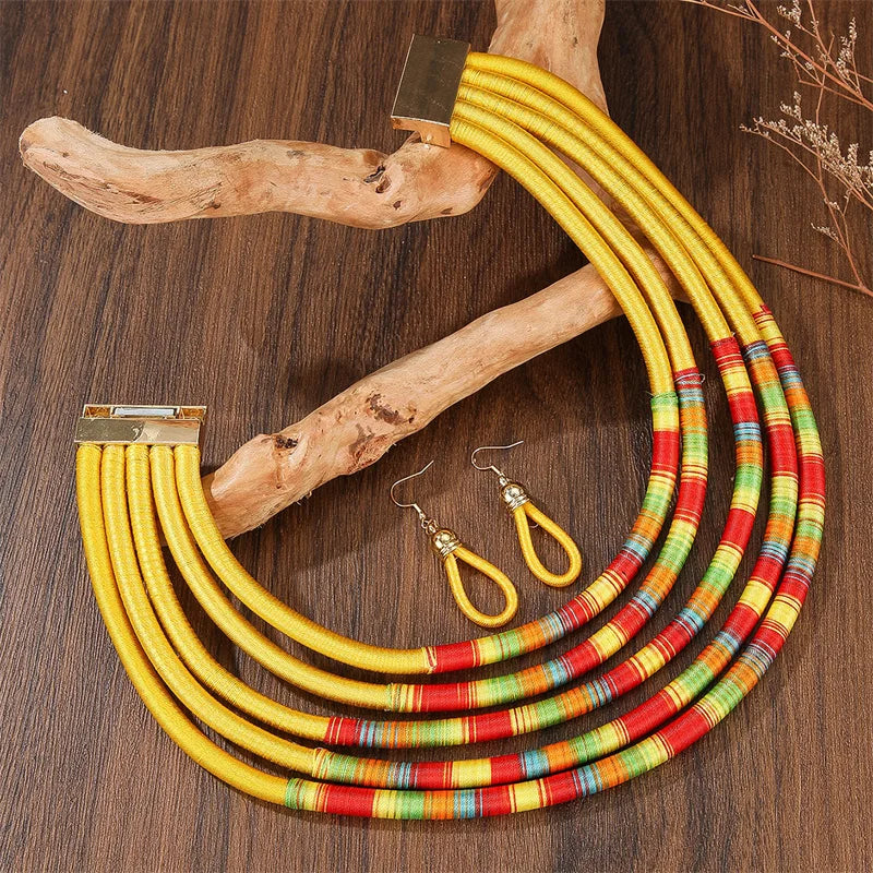 Women Necklace Earrings Multi-layer