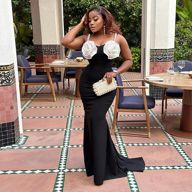 Elegant Sleeveless Black Long Dress