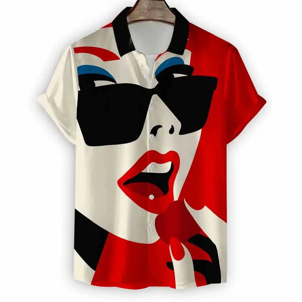Beach Modern Button Lapel Streetwear Men's Short Sleeve Shirt
