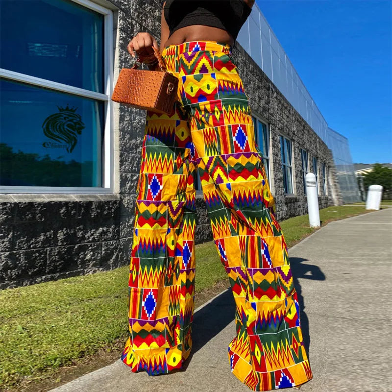 Fall Holiday Boho Waist Wide Leg Pants