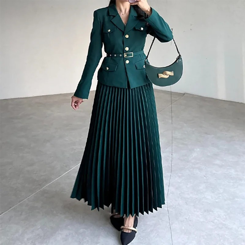 Elegant Spring Long Sleeved Jacket and Skirt Suit