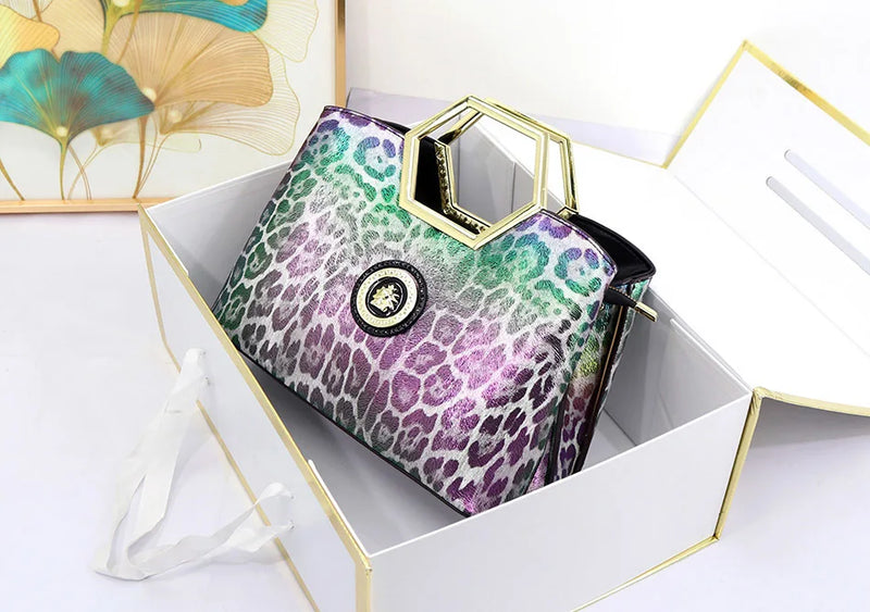 Elegant Printed Top Handle Bag