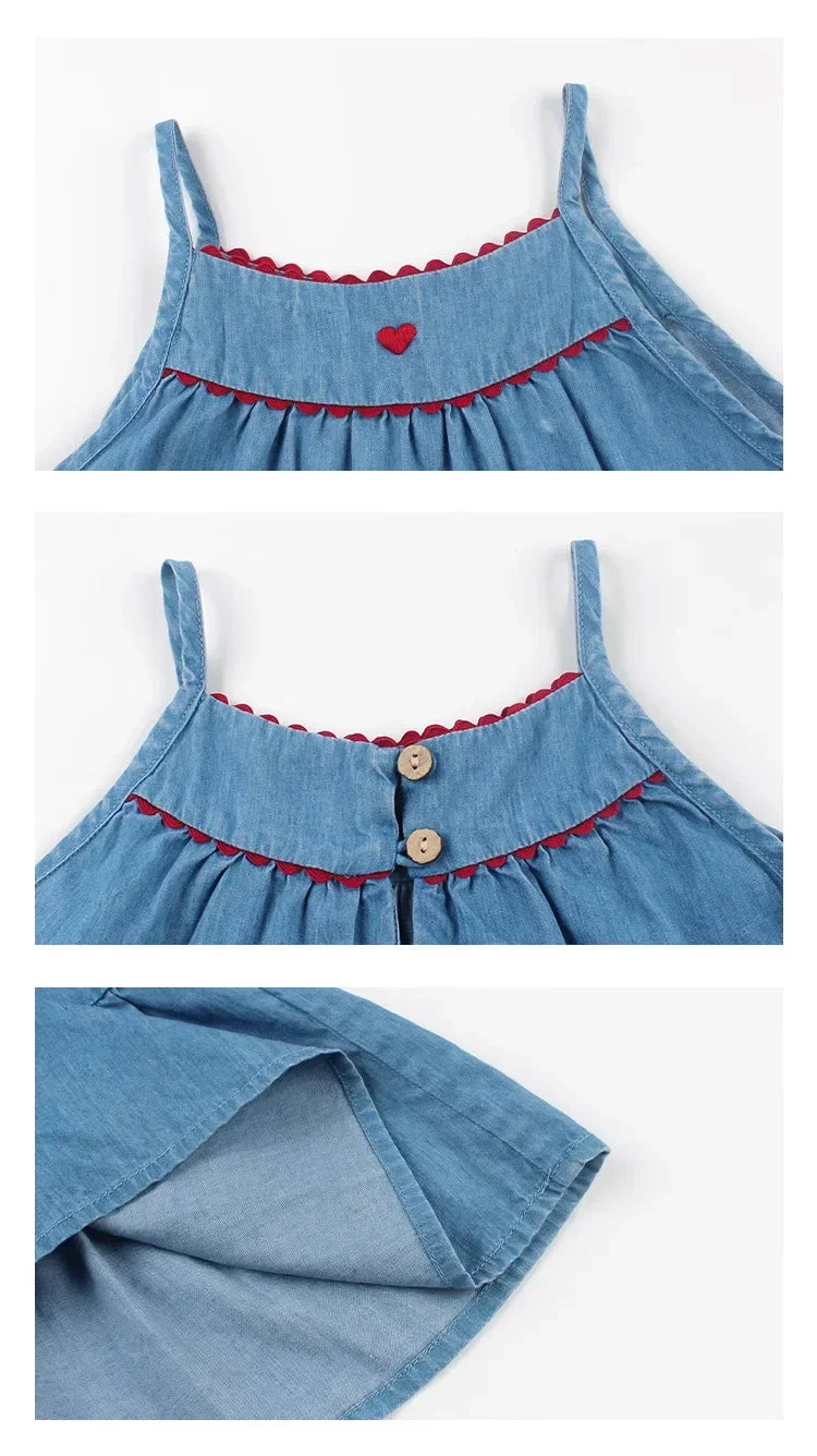 Denim Long Dresses Baby Girl