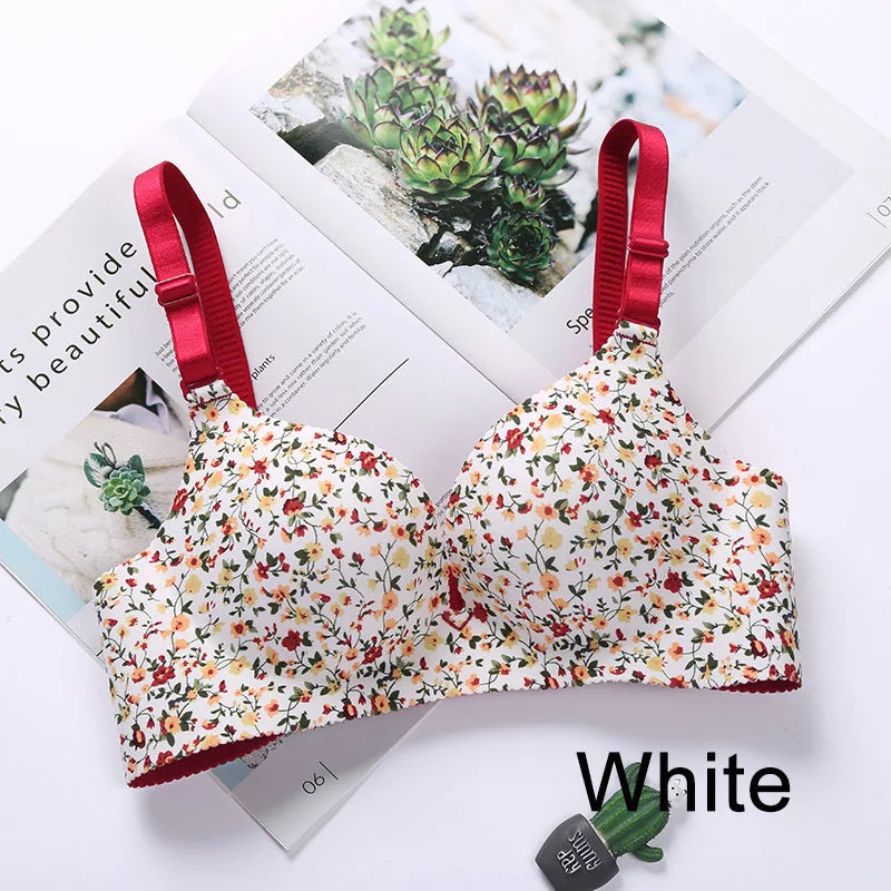 Women Seamless Floral Push Up Bras