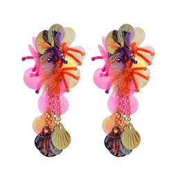 Resin Flower Multicolored Designs Bohemian Handmade Dangle Earrings