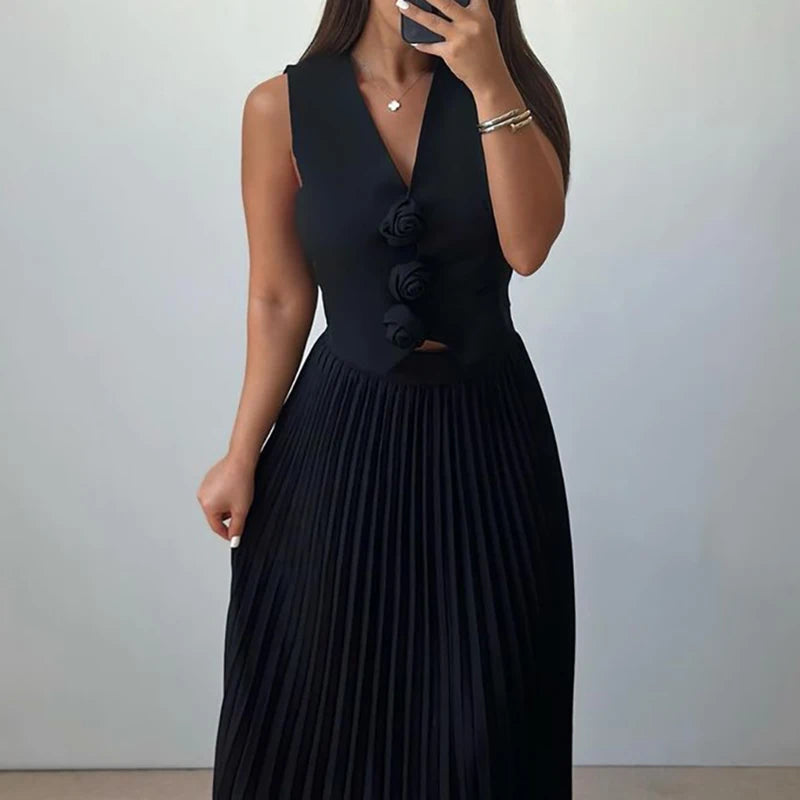 Sleeveless V Neck Vest 2 Pieces Set