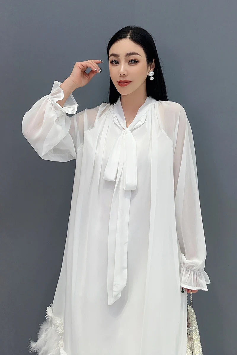Tasel Spliced Design Elegant Long Dress