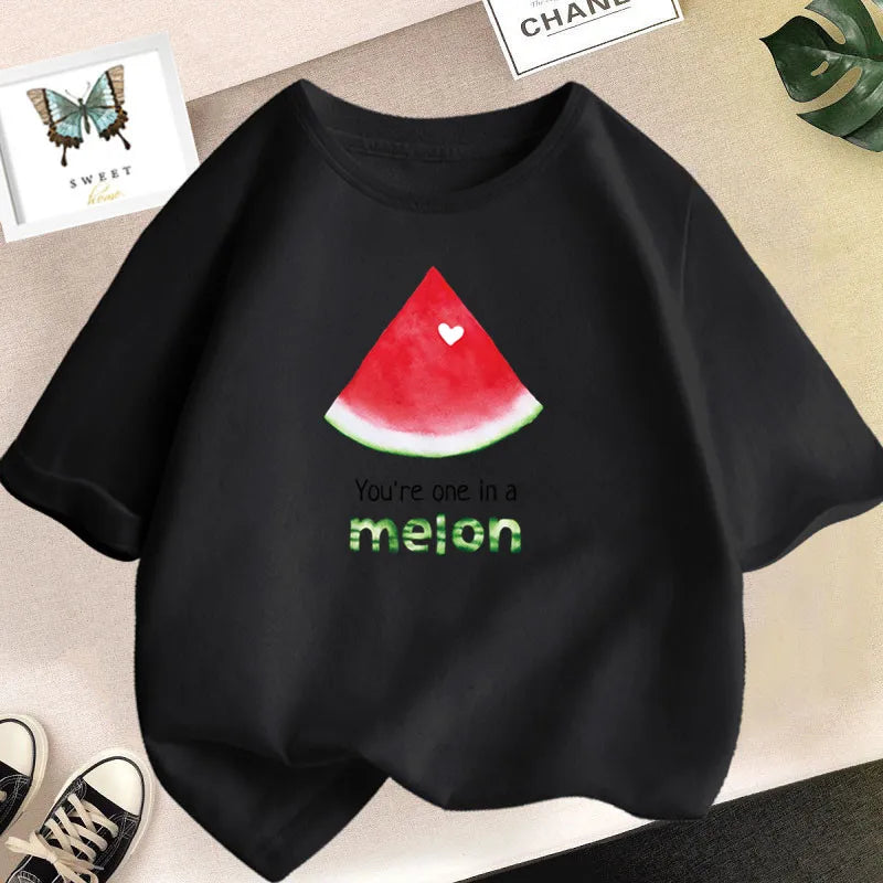 Cute Lemon Fruit Cartoon Bike Printed Tops Tee Short Sleeve