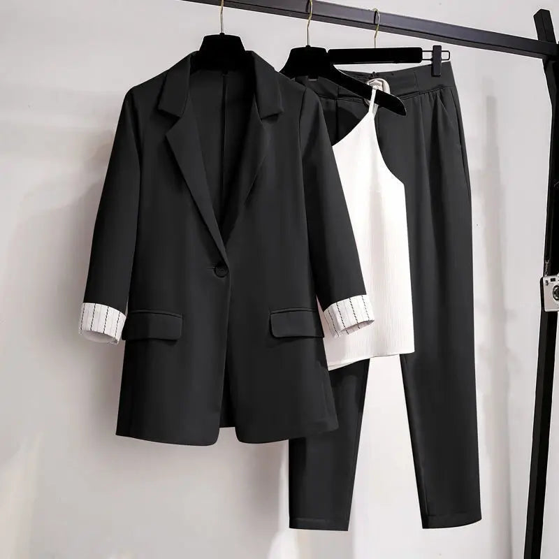 Elegant blazer leisure pants Tweed suit jacket three-piece