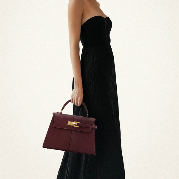 Burgundy Large Square Crossbody Bag