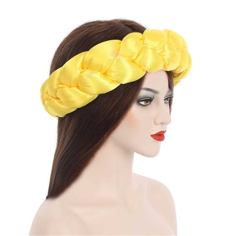 Exaggerated Satin Braid Headband for Women