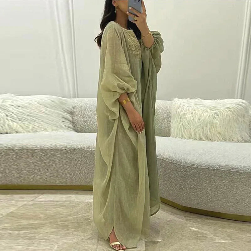 Vintage Cotton Linen Elegant Dress