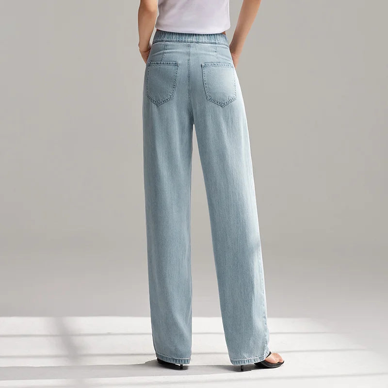 Semir Jeans Women Elastic Waist Long Trousers