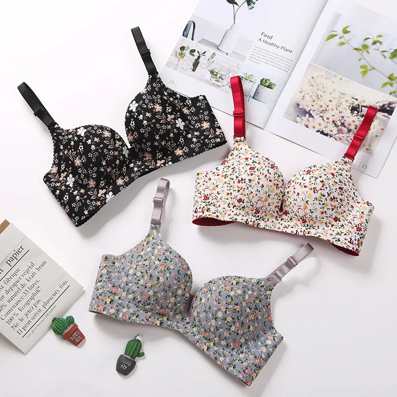 Women Seamless Floral Push Up Bras