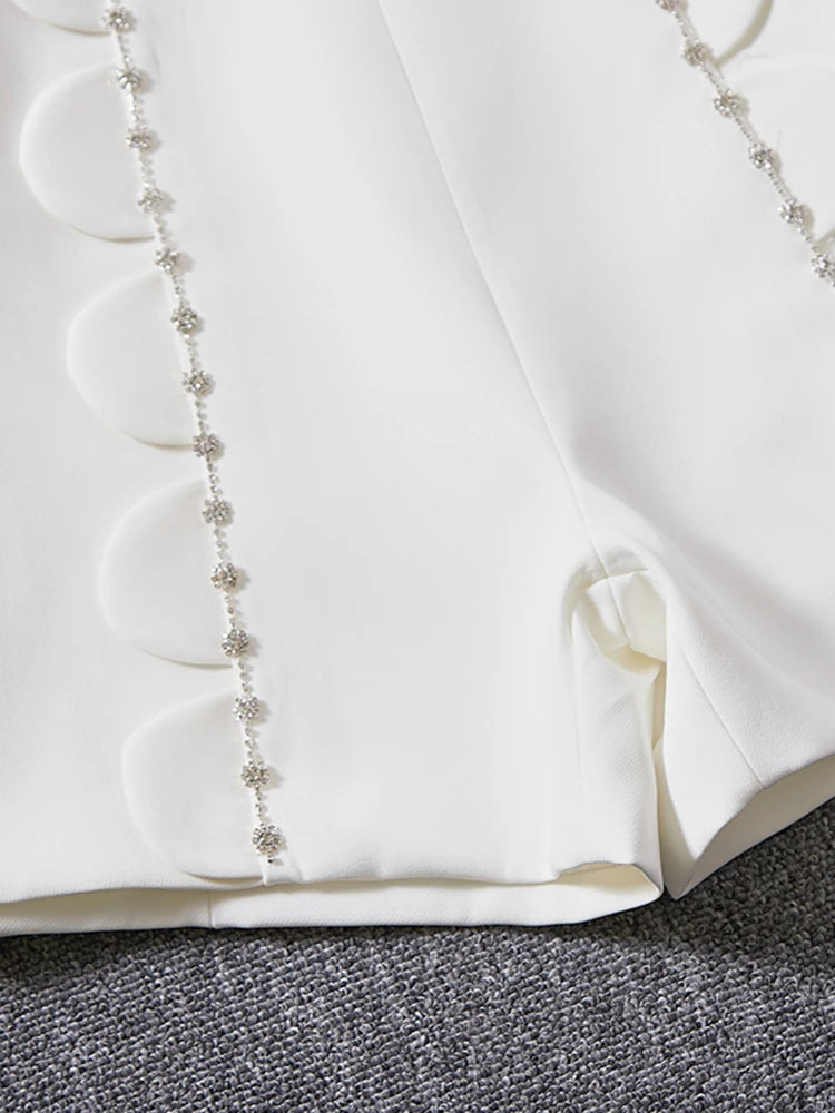White Petal Collar Sweet High Street Jumpsuit