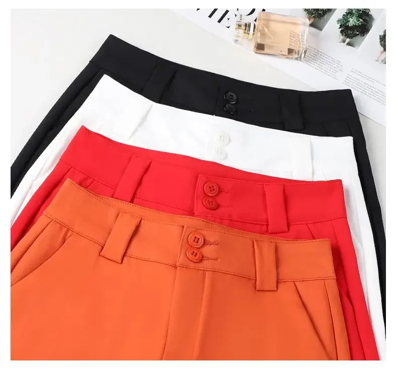 Summer Thin Four-point Slim High Waist A-line Casual Wide-leg Short