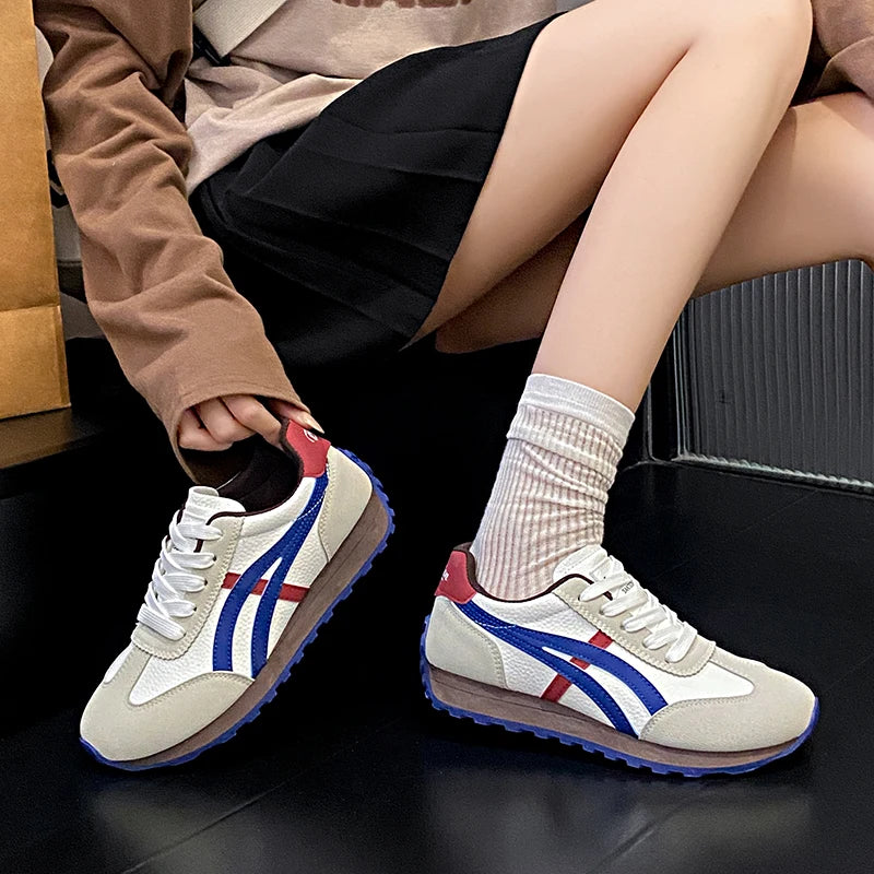 Sneakers Leather Platform Anti-Slip Running