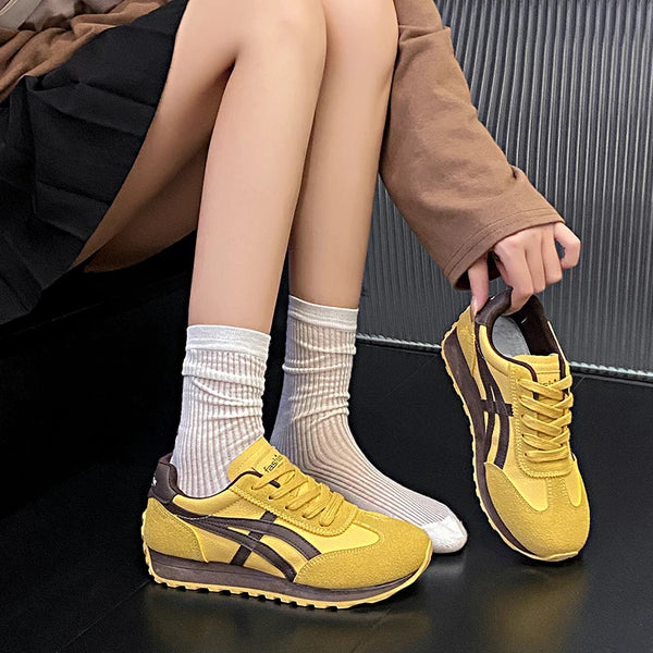 Sneakers Leather Platform Anti-Slip Running