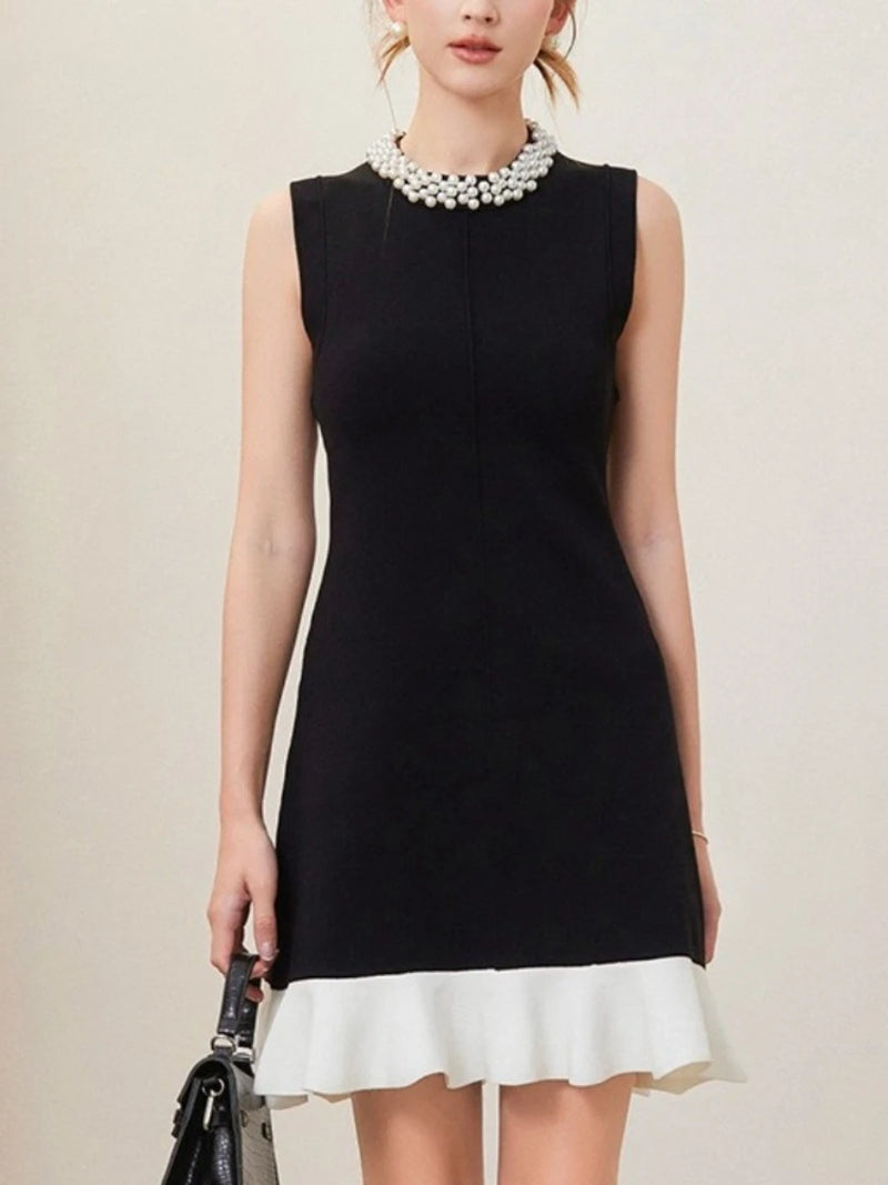 Round Neck Sleeveless Ruffles Mini Dress