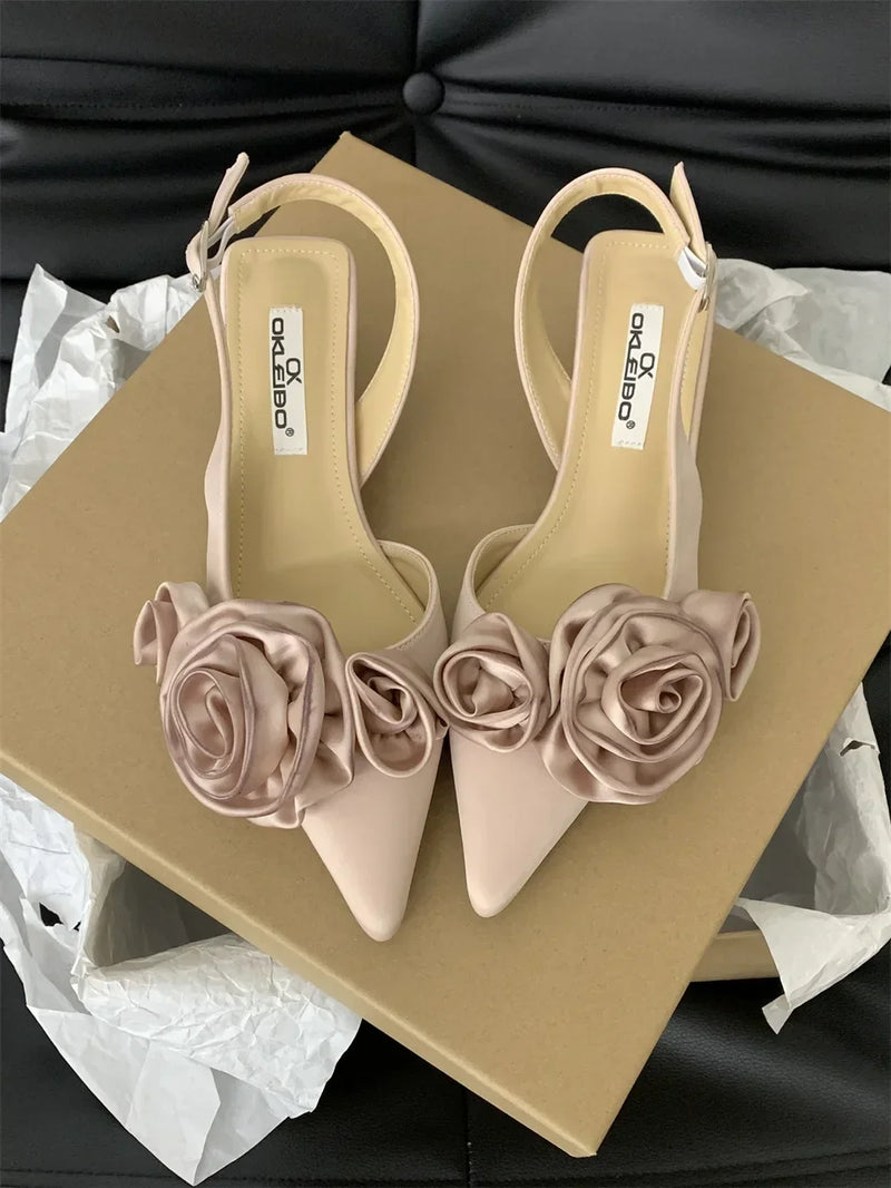 Elegant Sandals High Heeled Sweet Rose