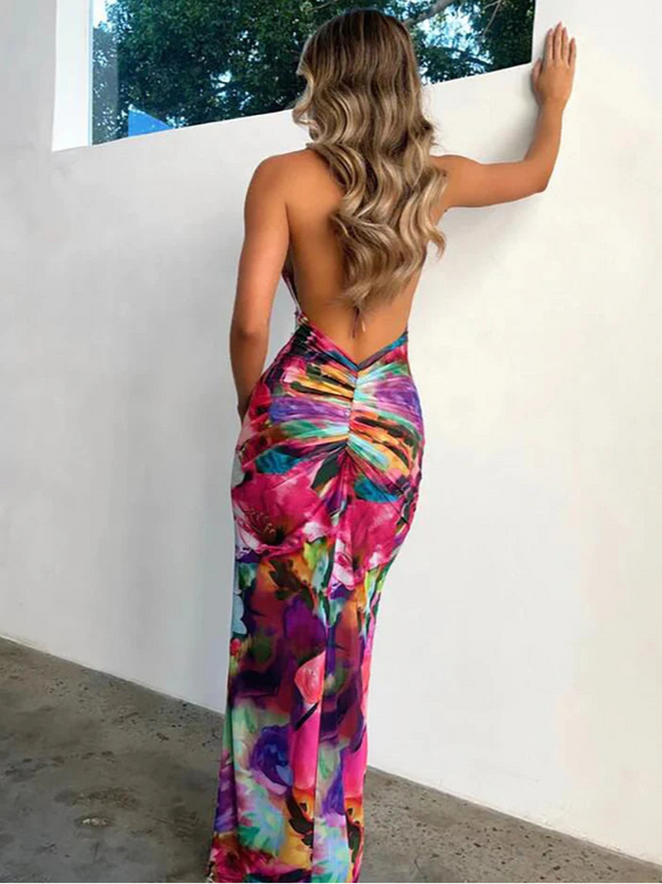 Weird Puss Backless Halter Women Dress
