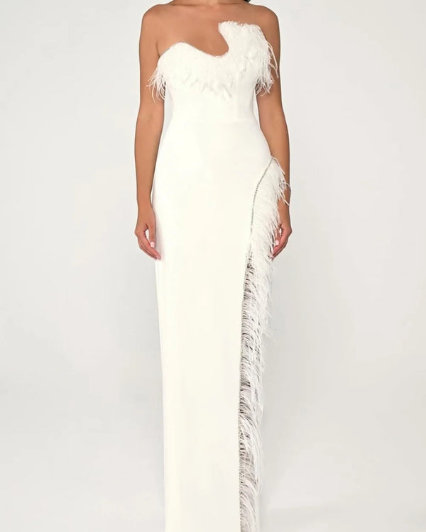 CAMINA Exquisite Jersey A-line Strapless Midi Dress