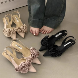 Elegant Sandals High Heeled Sweet Rose