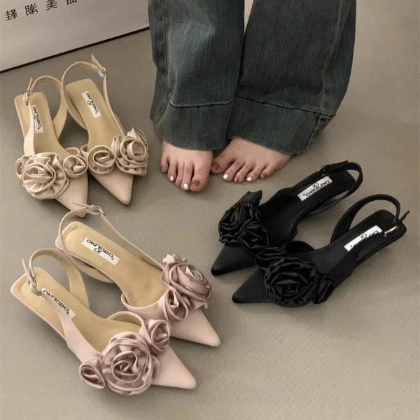 Elegant Sandals High Heeled Sweet Rose