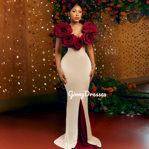 V-Neck Floor-Length Hand-Made Flowers Sleeveless Dress