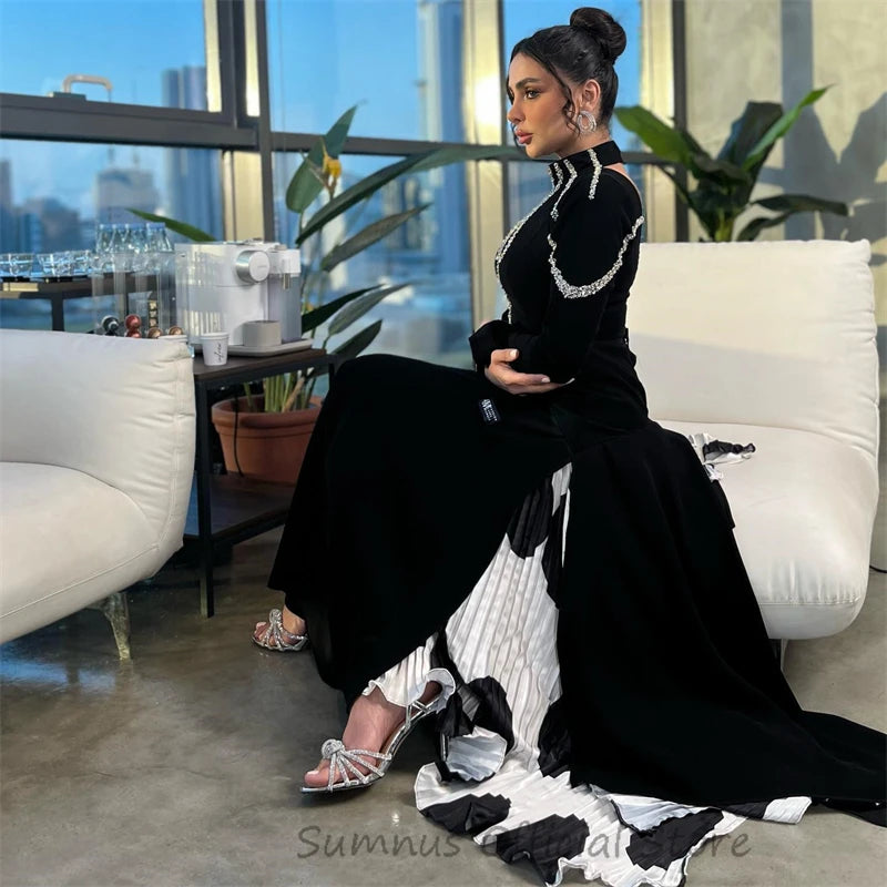 Shiny High Neck Evening Dress