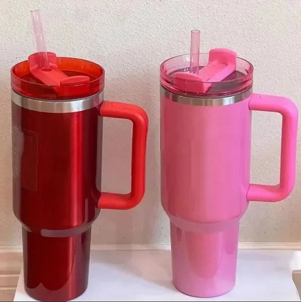 Pink Stainless Steel Tumblers with handle