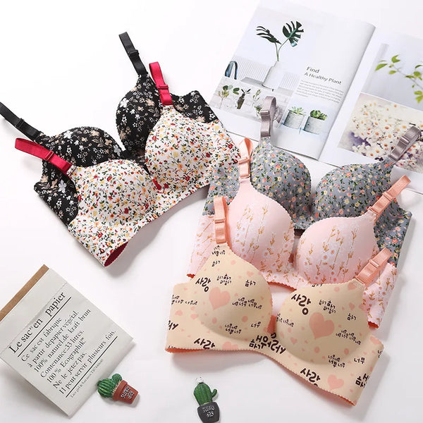 Women Seamless Floral Push Up Bras