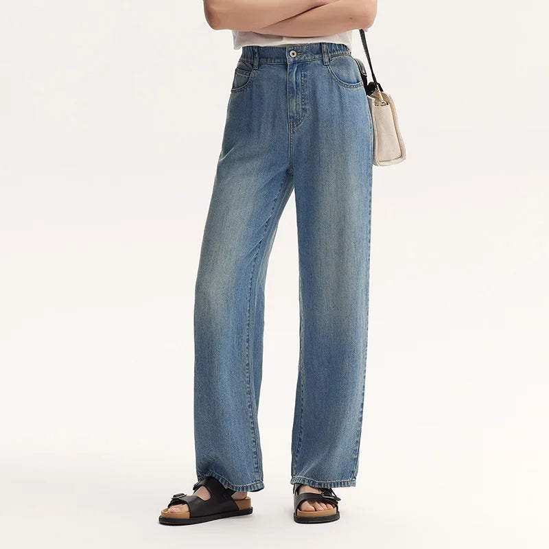 Semir Jeans Women Elastic Waist Long Trousers