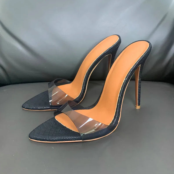 Transparent Slippers Pointe Toe Thin Heels