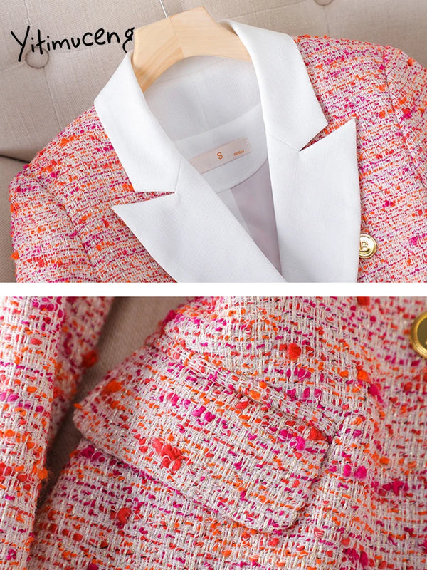 Long Sleeve Blazer Single Breasted Elegant Casual White Pants