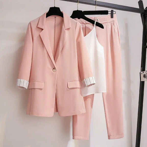 Elegant blazer leisure pants Tweed suit jacket three-piece