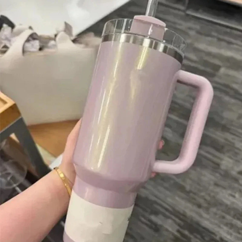 Pink Stainless Steel Tumblers with handle