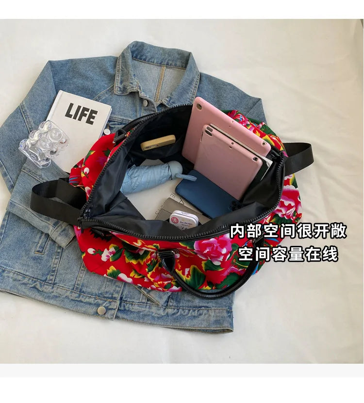 Big Flower Canvas Travel Bag