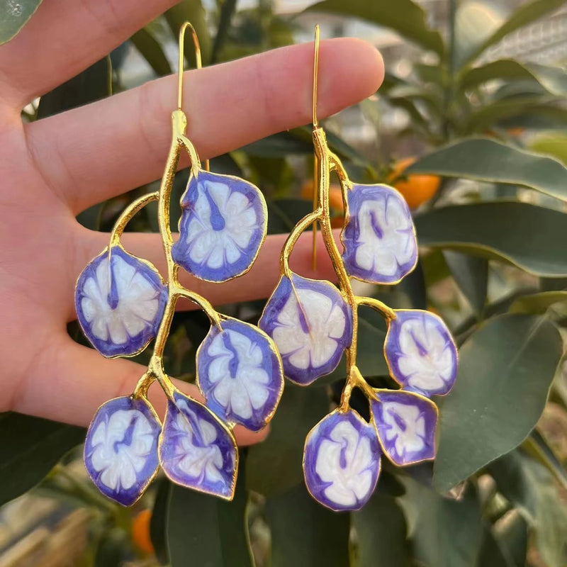 Sweet Temperament Wave Dot Leaf Flower Earrings