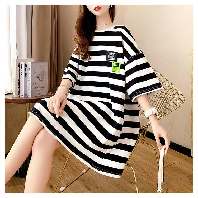 Street Casual Bow Patchwork T Shirt Dress