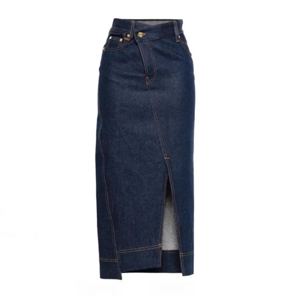 Denim High Waist Asymmetrical Skirt