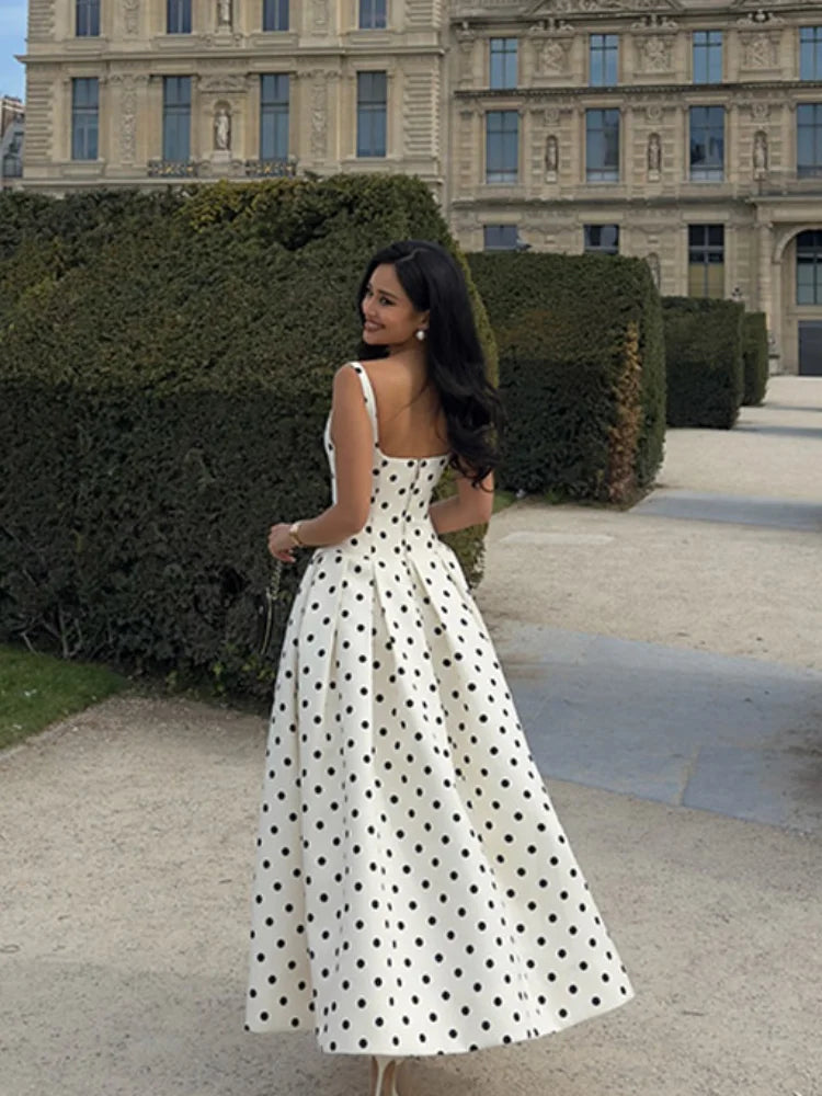 Elegant Square Neck Long Chic Sleeveless Dress