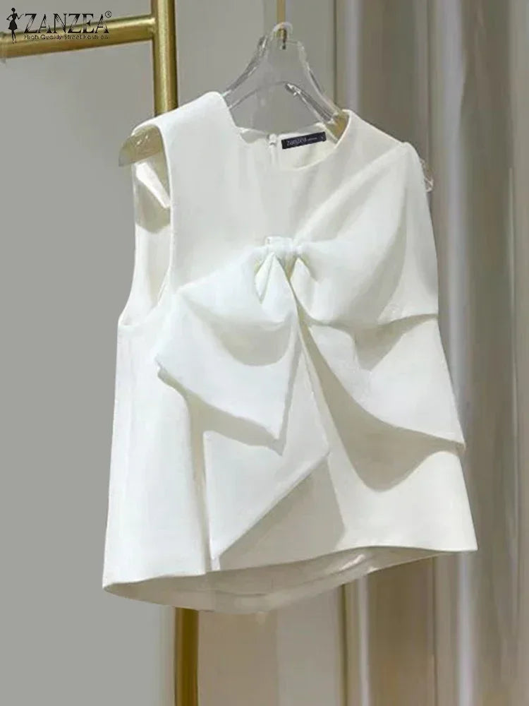 Summer Chic Sleeveless O-neck Tops
