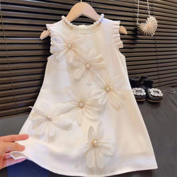 Elegant 3D Flower Vest Princess Dress