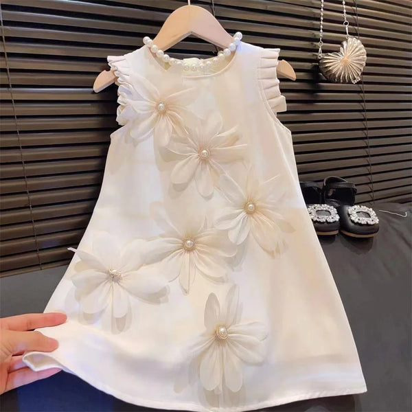 Elegant 3D Flower Vest Princess Dress